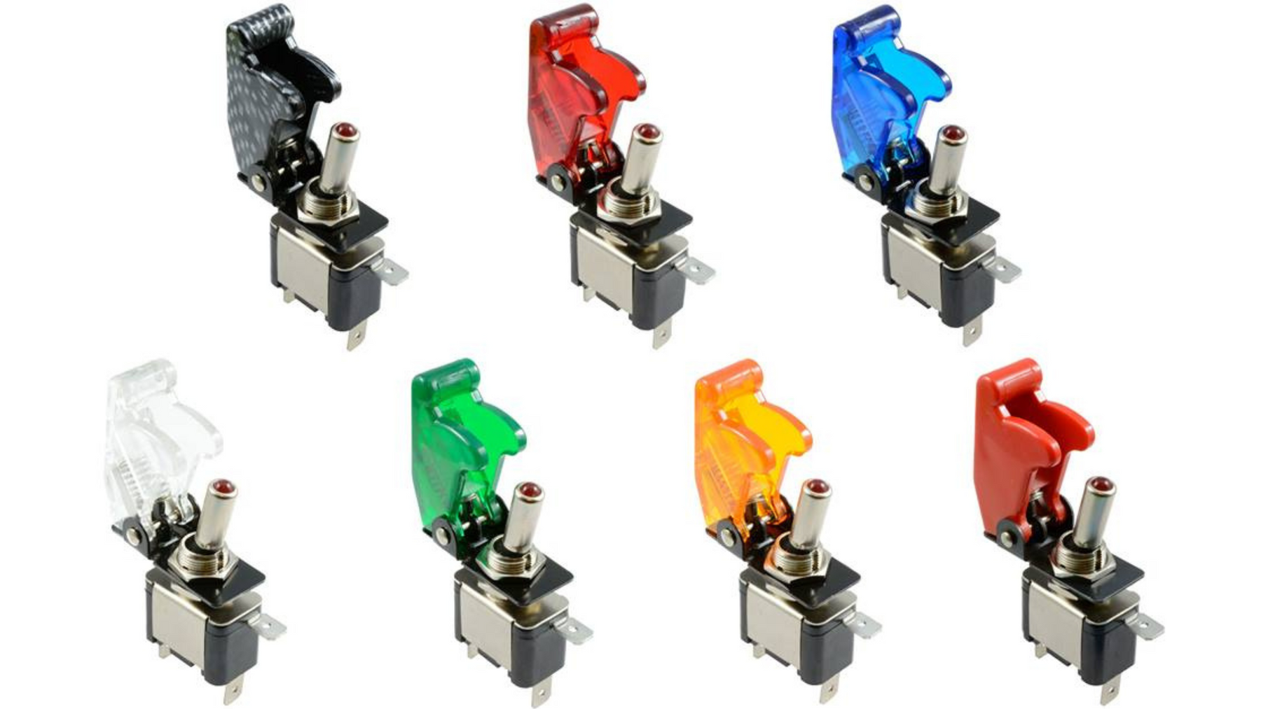 illuminated toggle switches with missile flick covers