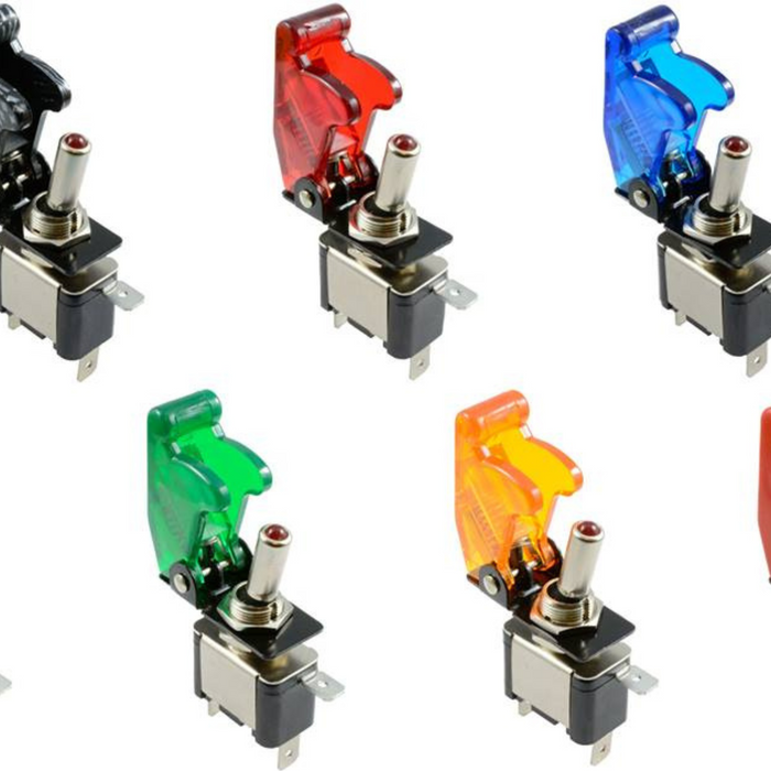 illuminated toggle switches with missile flick covers