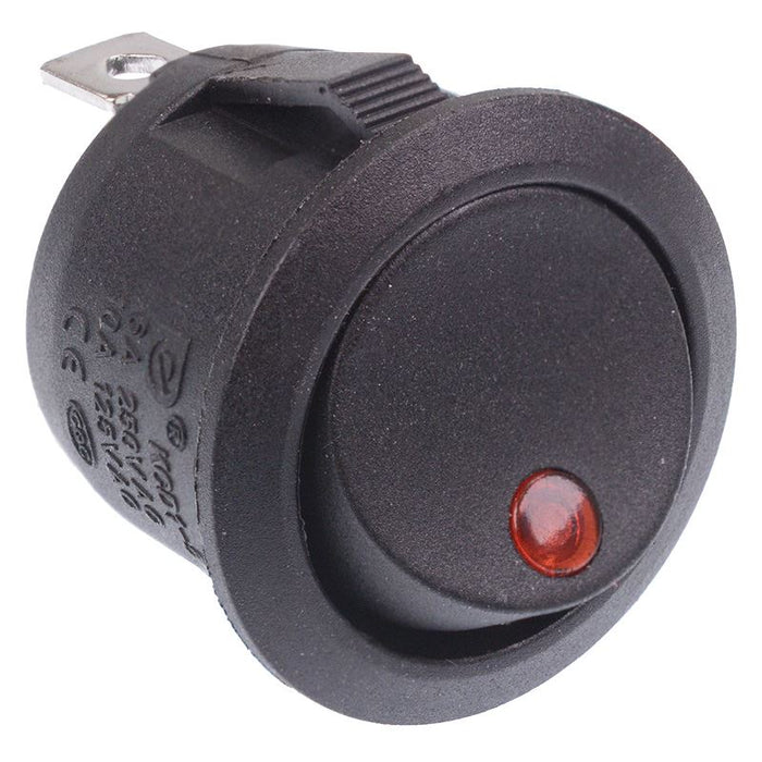 Red illuminated Dot On-Off Round Rocker Switch 12V SPST