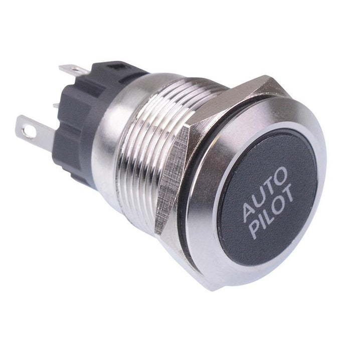 Auto Pilot' White LED Latching 19mm Vandal Push Button Switch SPDT 12V