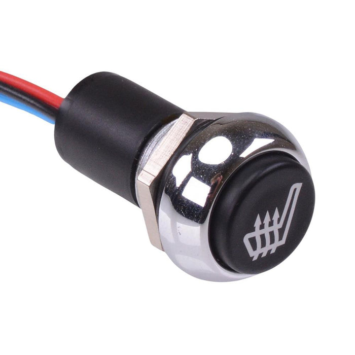 Heated Seat illuminated Automotive Momentary 12mm Push Button Switch SPST IP67