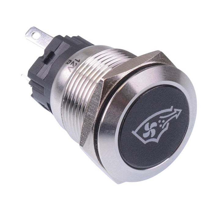 Aspirator' White LED Latching 19mm Vandal Push Button Switch SPDT 12V