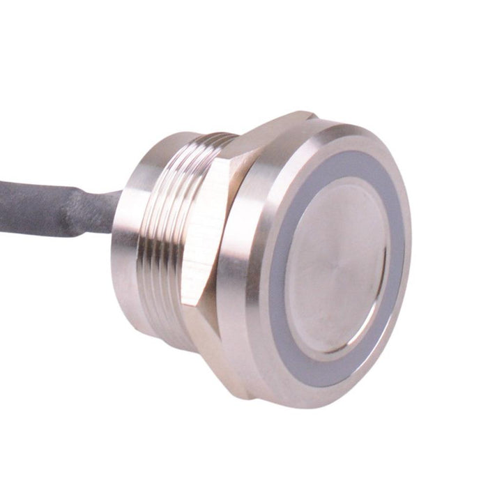 PBARZACB000E0W APEM White LED 24V Stainless Steel Momentary NO 22mm Piezo Switch Prewired IP68