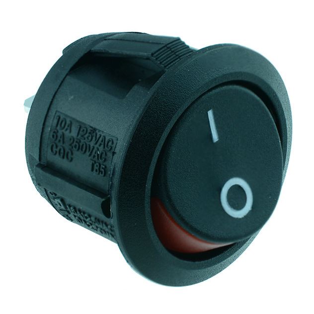 Red Round Visi On Rocker Switch SPST R13 112A2 02