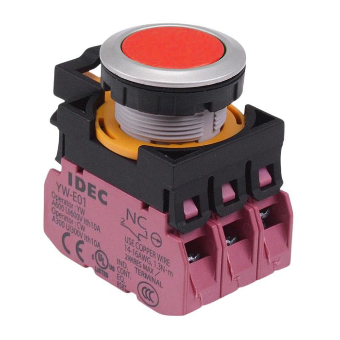 CW4B-A1E03R Red Metallic Maintained Push Button Switch 3NC IP65 IDEC