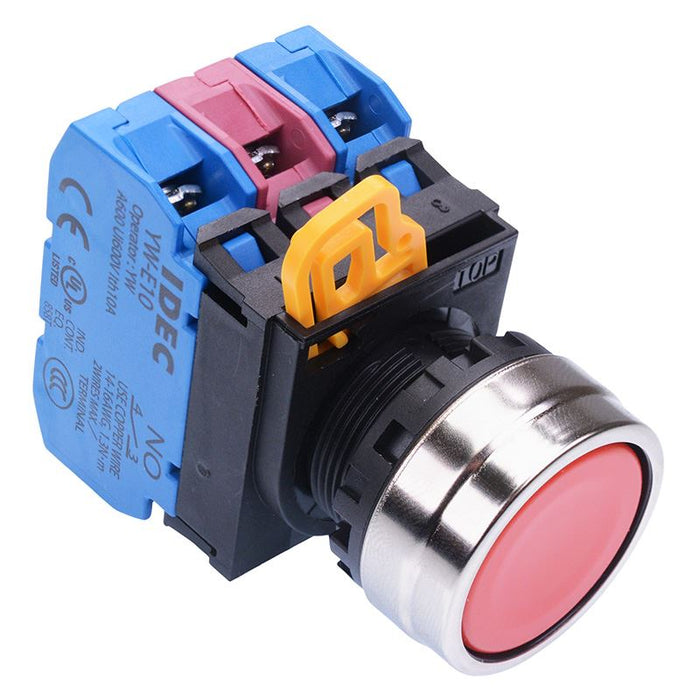 YW4B-M1E21R Red 22mm Metal Bezel Momentary Push Button Switch 2NO-1NC IP65 IDEC