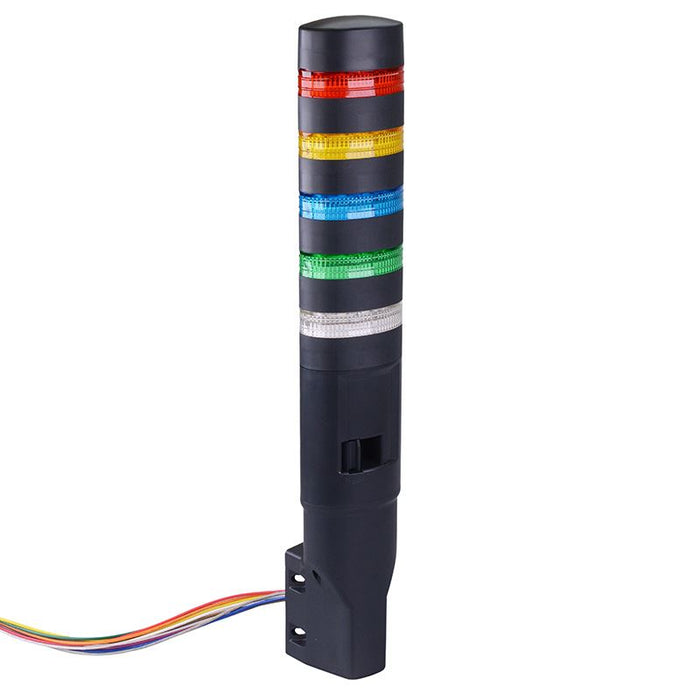 LD6A-5WZQB-RYSGW Red/Yellow/Blue/Green/White Stack Light LED Tower with Sounder & Flasher Wall Mount 24VAC/DC IDEC