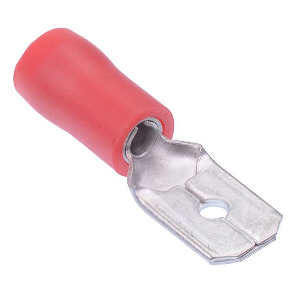 6.3mm Red Male Double Crimp Connector Terminal  (Pack of 100)