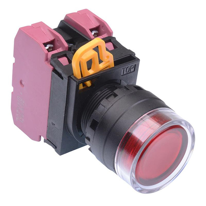 YW1L-AF2E02Q3R Red 12V illuminated 22mm Maintained Shrouded Push Button Switch 2NC IP65 IDEC