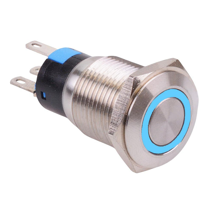 Blue LED 16mm Momentary Vandal Push Button Switch 3A SPDT