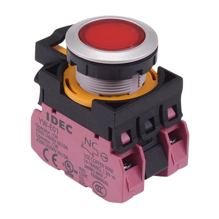 CW4L-M1E02Q4R Red 24V illuminated Metallic Momentary Push Button Switch 2NC IP65 IDEC