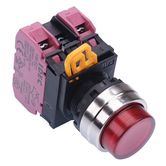 YW4L-A2E02Q3R Red 12V illuminated 22mm Metal Bezel Maintained Push Button Switch 2NC IP65 IDEC