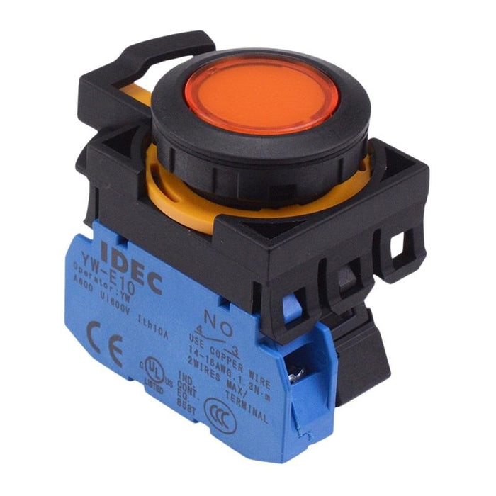 CW1L-M1E10Q3A Amber 12V illuminated Momentary Push Button Switch 1NO IP65 IDEC