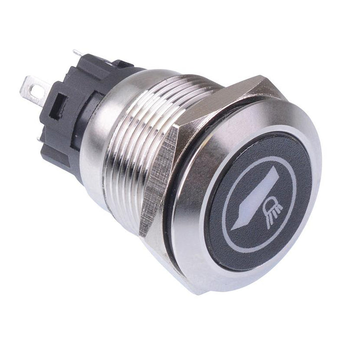 Boat Light (Mirrored)' Red LED Latching 19mm Vandal Push Button Switch SPDT 12V