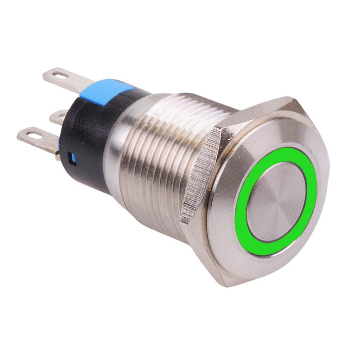 Green LED 16mm Momentary Vandal Push Button Switch 3A SPDT