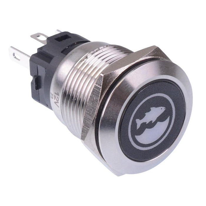 Live Well 2' Red LED Momentary 19mm Vandal Push Button Switch SPDT 12V