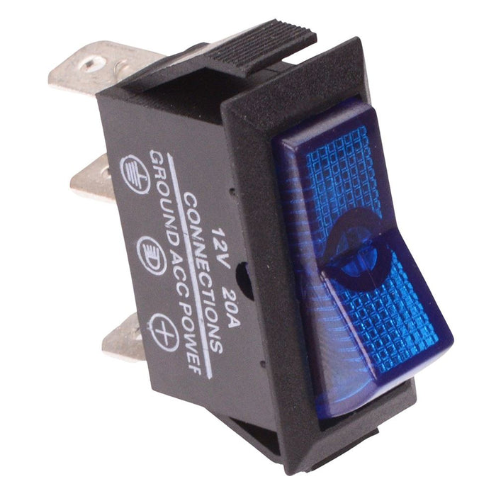 Blue 12V Rectangle On-Off Rocker Switch SPST 20A