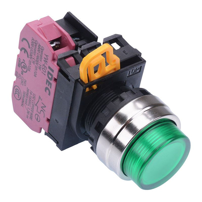 YW4L-M2E01Q4G Green 24V illuminated 22mm Metal Bezel Momentary Push Button Switch NC IP65 IDEC