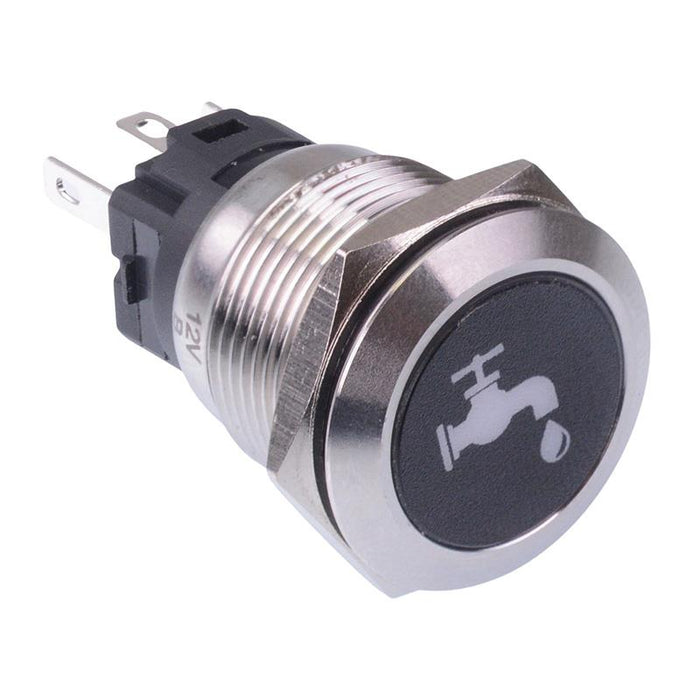 Water Label' Red LED Momentary 19mm Vandal Push Button Switch SPDT 12V