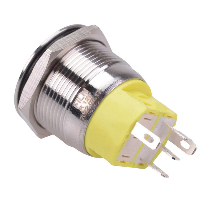 Yellow LED On-On Latching 22mm Vandal Resistant Push Button Switch SPDT