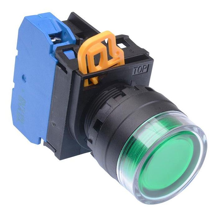 YW1L-MF2E10Q4G Green 24V illuminated 22mm Momentary Shrouded Push Button Switch NO IP65 IDEC