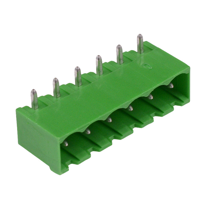 6-Way 5.08mm Right Angle PCB Header Closed Ends Green 15A 300V