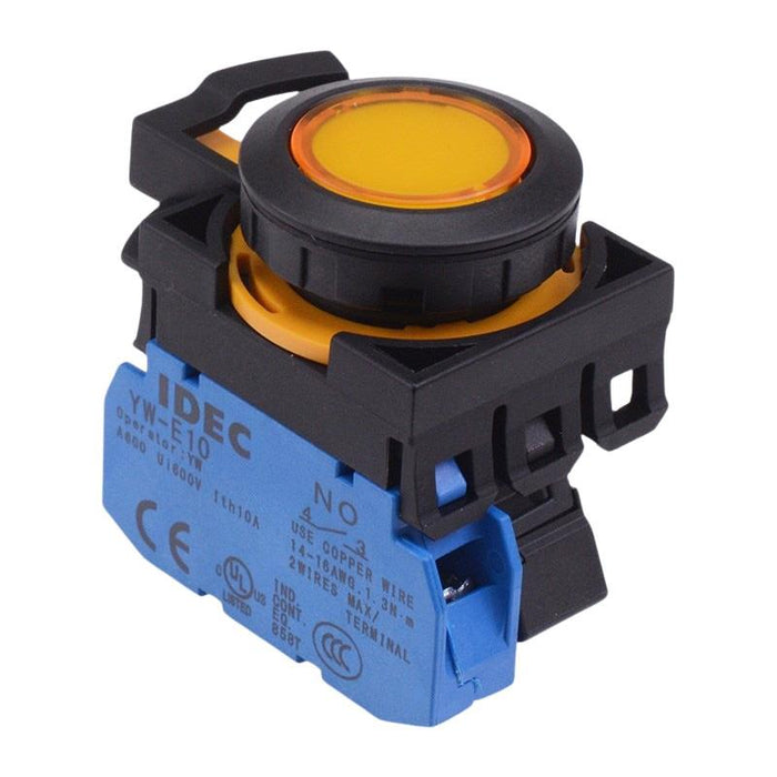 CW1L-M1E10Q4Y Yellow 24V illuminated Momentary Push Button Switch 1NO IP65 IDEC