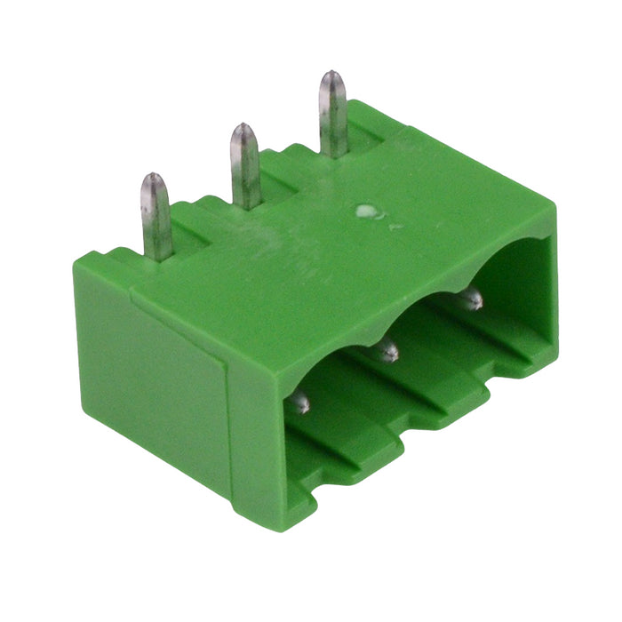 3-Way 5.08mm Right Angle PCB Header Closed Ends Green 15A 300V