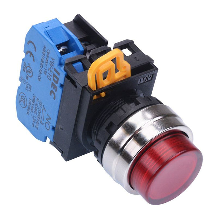 YW4L-A2E10Q3R Red 12V illuminated 22mm Metal Bezel Maintained Push Button Switch NO IP65 IDEC