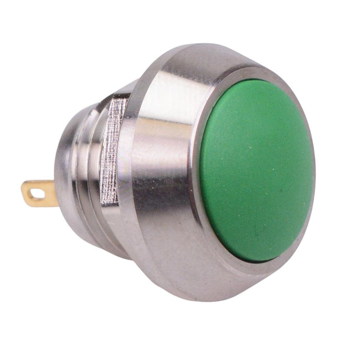 Green Off-(On) Stainless Steel Momentary Vandal Push Button Switch 2A SPST