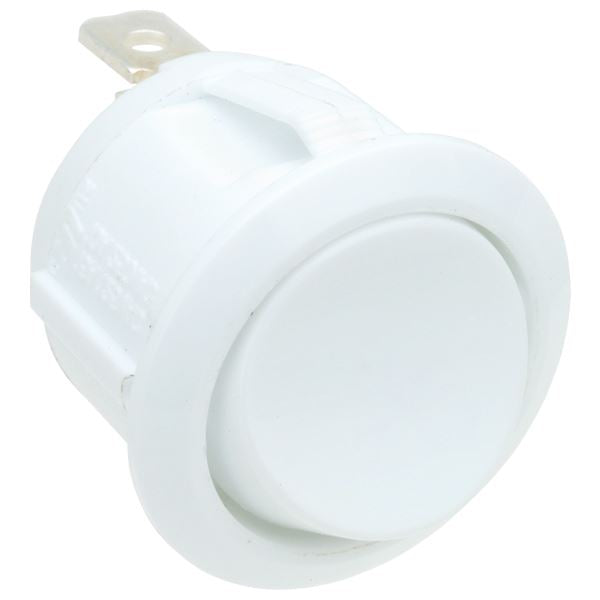 White On-Off Circular Rocker Switch SPST 10A R13-112A5