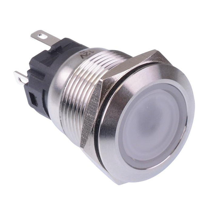 White LED Latching 19mm Vandal Push Button Switch SPDT 12V