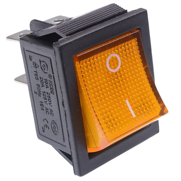 Yellow illuminated Large On-Off Rocker Switch 230V