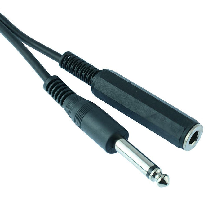 5m 6.35mm Mono Male Plug to Female Socket Extension Cable Lead