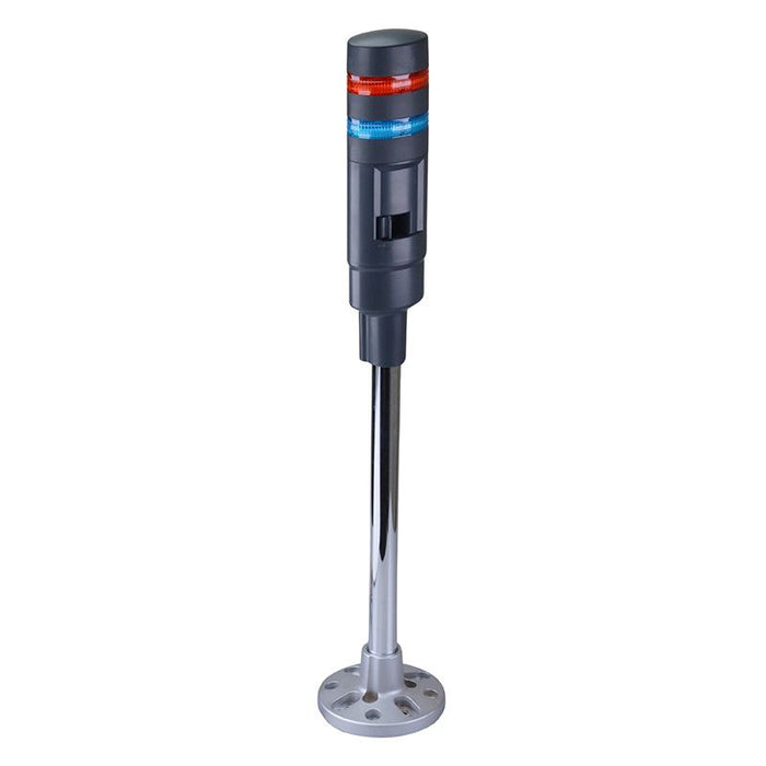 LD6A-2PZQB-RS Red/Blue Stack Light LED Tower with Sounder & Flasher Pole Mount 24VAC/DC IDEC