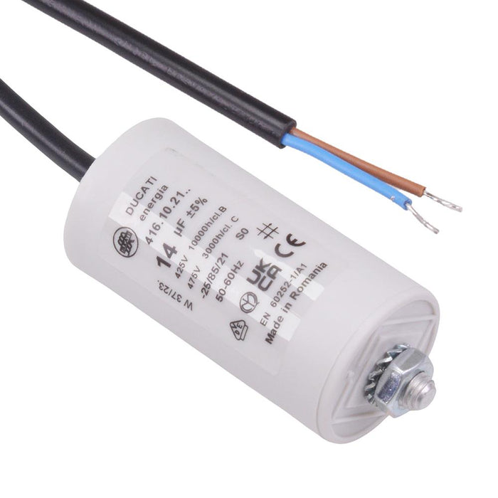 14uF Motor Run Prewired Capacitor Metallised Polypropylene 425V