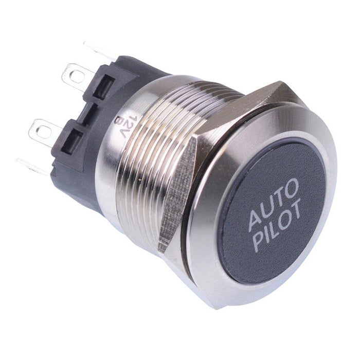 Auto Pilot' White LED Momentary 22mm Vandal Push Button Switch SPDT 12V