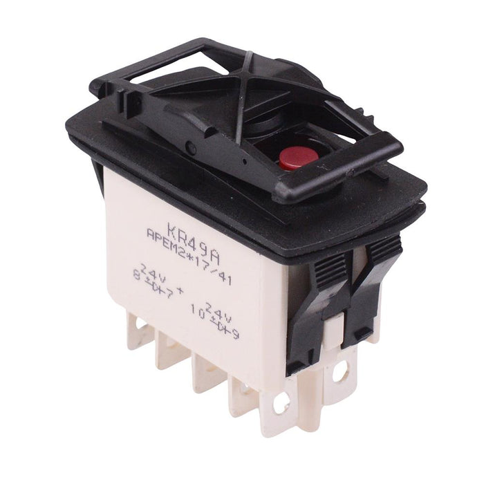 KR49CAKJJG On-Off-On Auto Rocker Switch Red 24V illuminated DPDT IP68