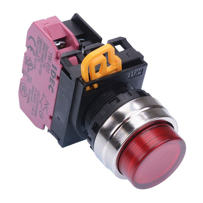 YW4L-M2E01Q3R Red 12V illuminated 22mm Metal Bezel Momentary Push Button Switch NC IP65 IDEC