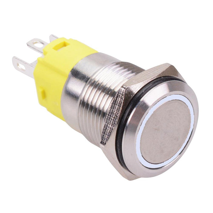 White LED 3V On-(On) Momentary 16mm Vandal Push Button Switch SPDT