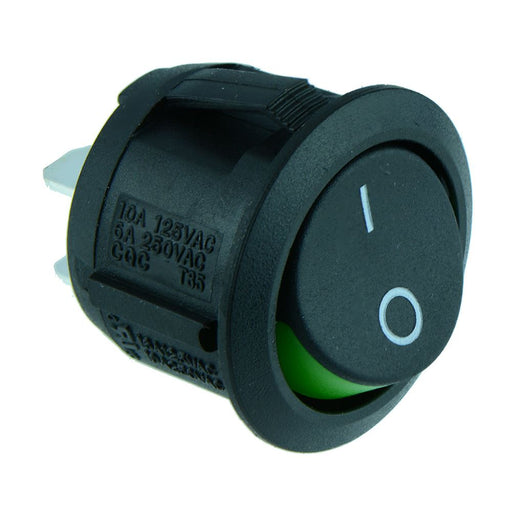 Green Round Visi On Rocker Switch SPST R13 112A2 02 Switch