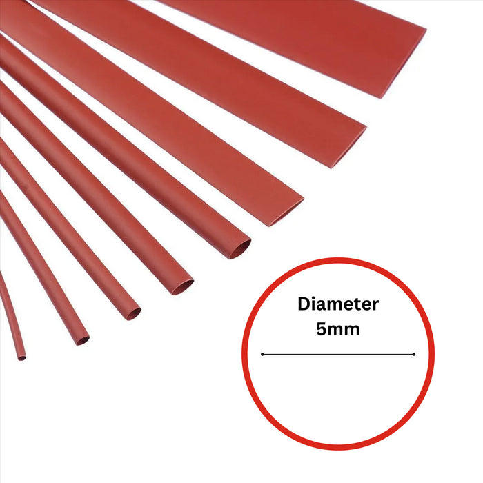 5mm x 1.2m Red Heat Shrink Sleeve