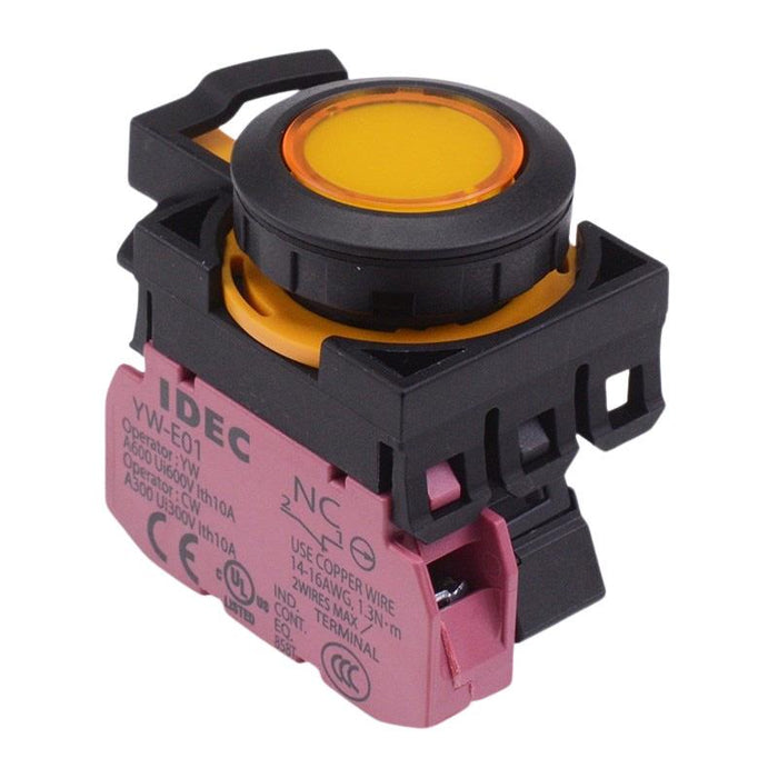 CW1L-A1E01Q4Y Yellow 24V illuminated Maintained Push Button Switch 1NC IP65 IDEC