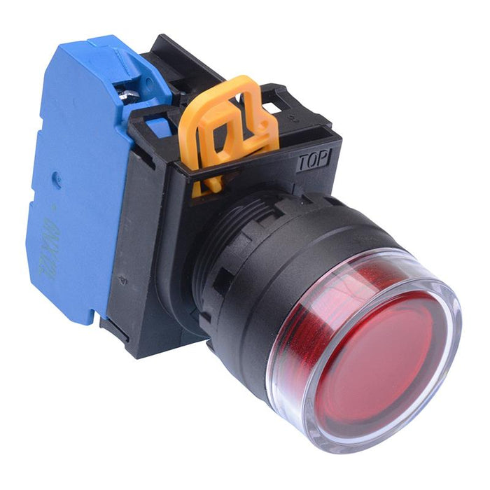 YW1L-AF2E10Q3R Red 12V illuminated 22mm Maintained Shrouded Push Button Switch NO IP65 IDEC