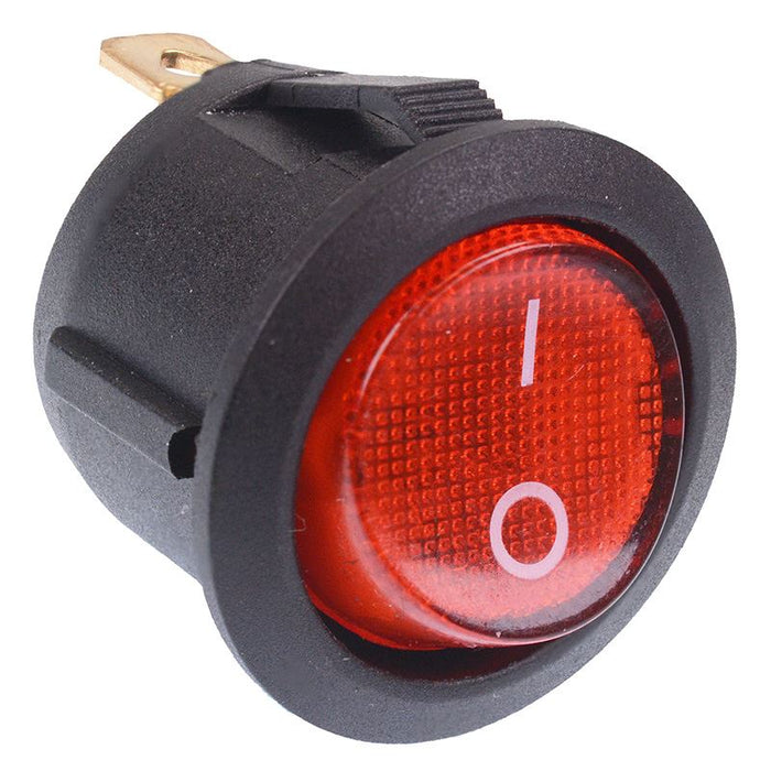 Red illuminated On-Off Round Rocker Switch 12V SPST