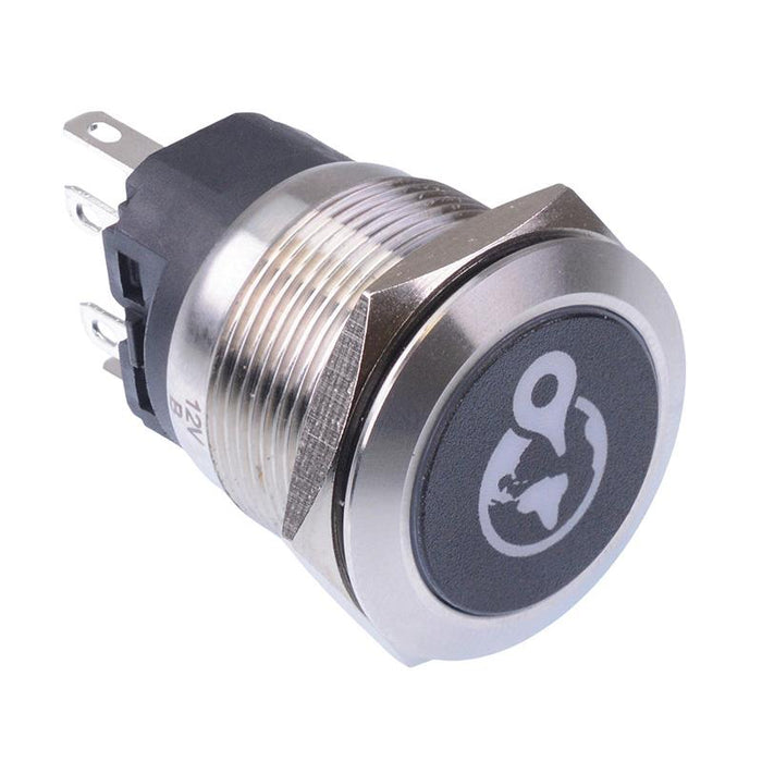 GPS' Red LED Momentary 22mm Vandal Push Button Switch SPDT 12V