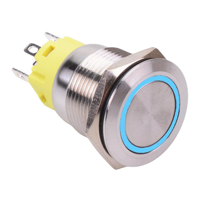 Blue LED On-On Latching 19mm Vandal Resistant Push Button Switch SPDT