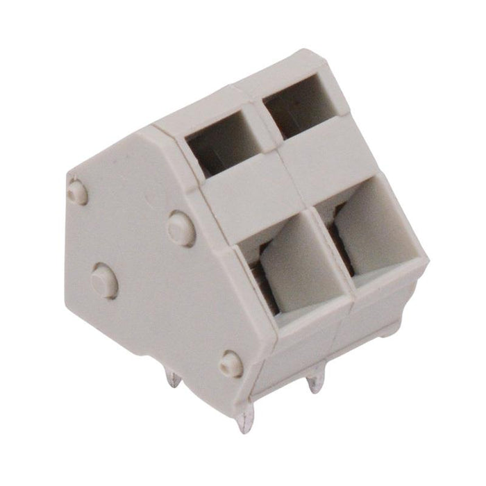 2-Way 5mm 45° Spring Clamp PCB Terminal Block Grey 15A 300V