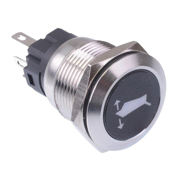 Flap' White LED Momentary 19mm Vandal Push Button Switch SPDT 12V