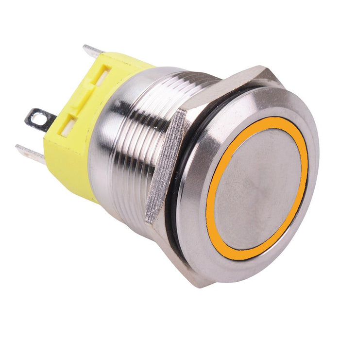 Yellow LED On-On Latching 22mm Vandal Resistant Push Button Switch SPDT